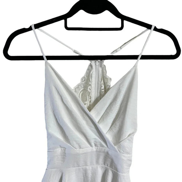 Windsor NWT White Romper Size Small Lace Back Draped Skirt Flowy Spaghetti Strap - Picture 3 of 6